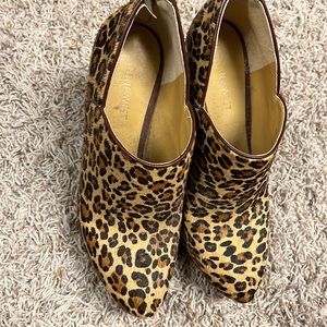 High-heel hidden platform leopard booties - Nine West size 8